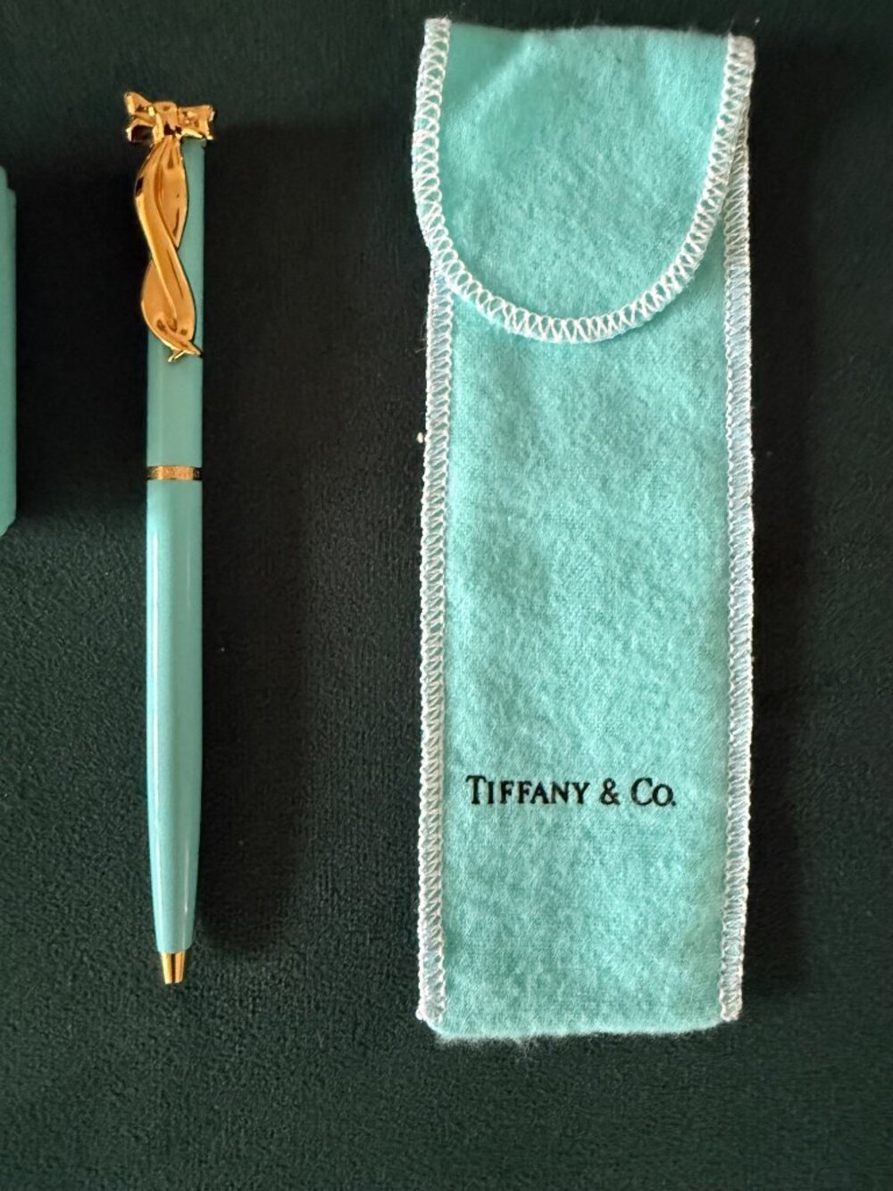 Tiffany & Co. Blue Signature Bow Ballpoint Purse Pen w/ Box & Pouch